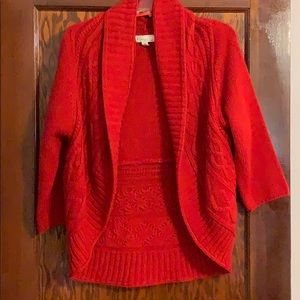 Red cardigan
